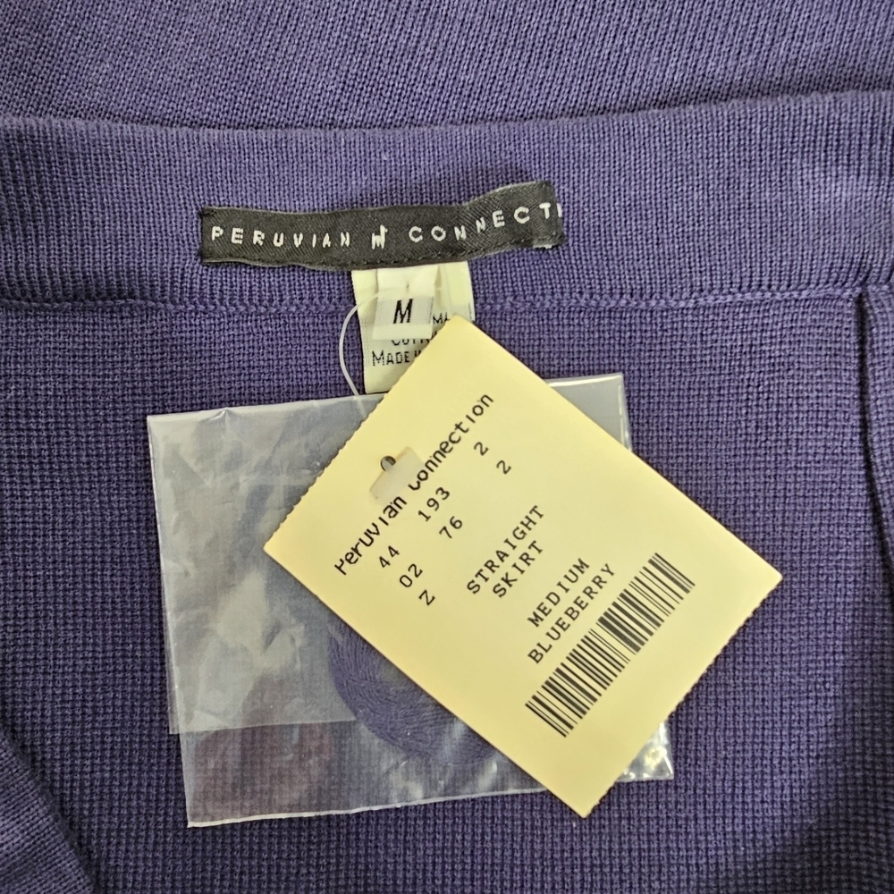 Peruvian Connection Blue Knit Pencil Skirt Pima Cotton Size Medium - Picture 7 of 9